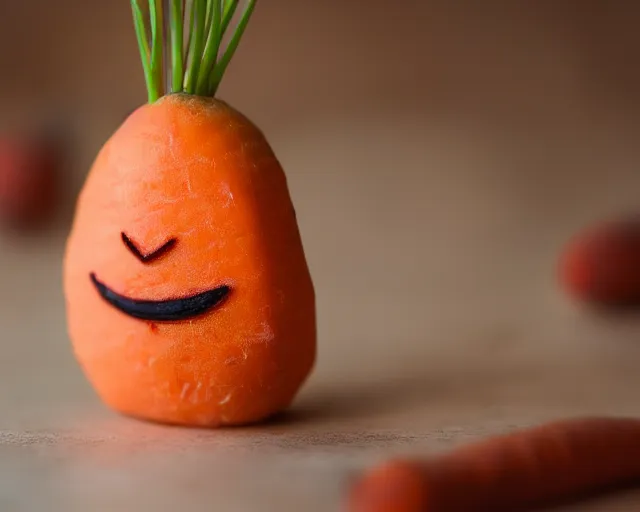 Image similar to photography of a carrot with the face of elon musk, dof and bokeh