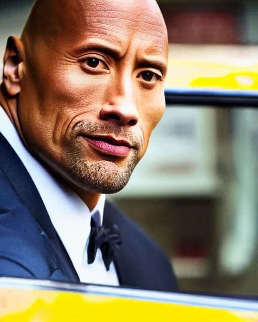 Image similar to film still close - up shot of dwayne johnson as a london cab driver. photographic, photography