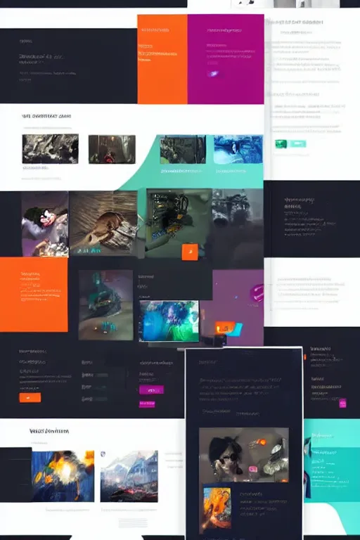 Image similar to website layout for digital artist, clean modern colorful ui