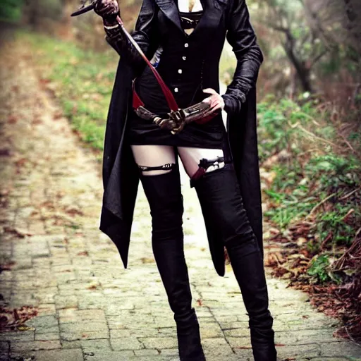 Female Vampire Hunter Stock Photo - Alamy