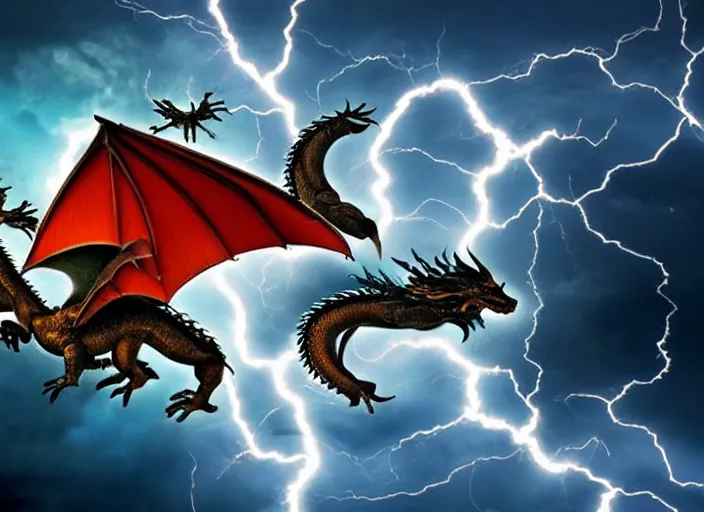 Prompt: dragon, lightning, storm