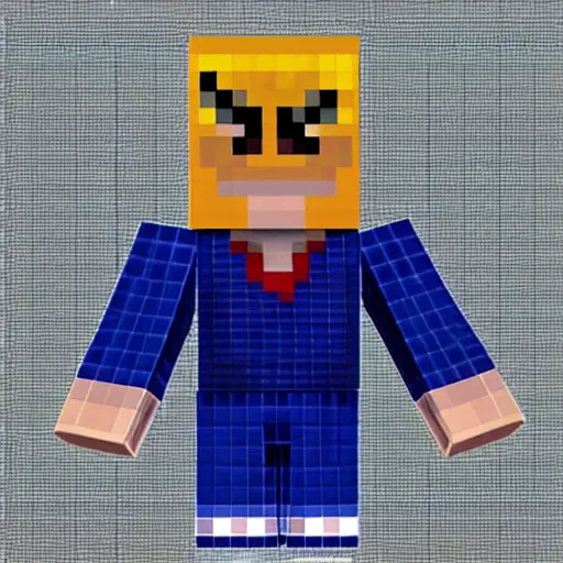 Image similar to screenshot of pixelated trump in minecraft