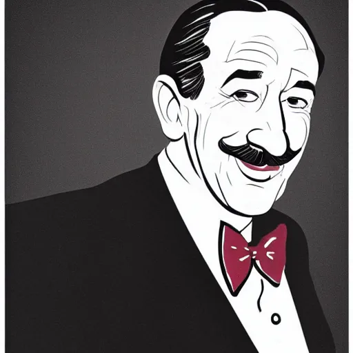 Image similar to a portrait of walt disney in the style of al hirschfeld