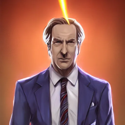 Image similar to portrait of saul goodman the lightning incarnation of lawyer, anime fantasy illustration by tomoyuki yamasaki, kyoto studio, madhouse, ufotable, trending on artstation