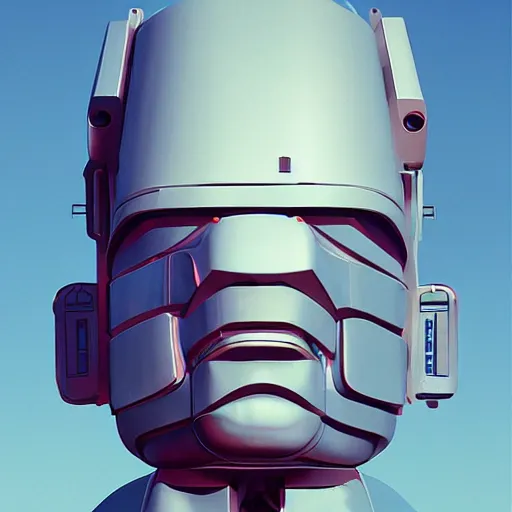 Prompt: giant robot head by beeple, digital art