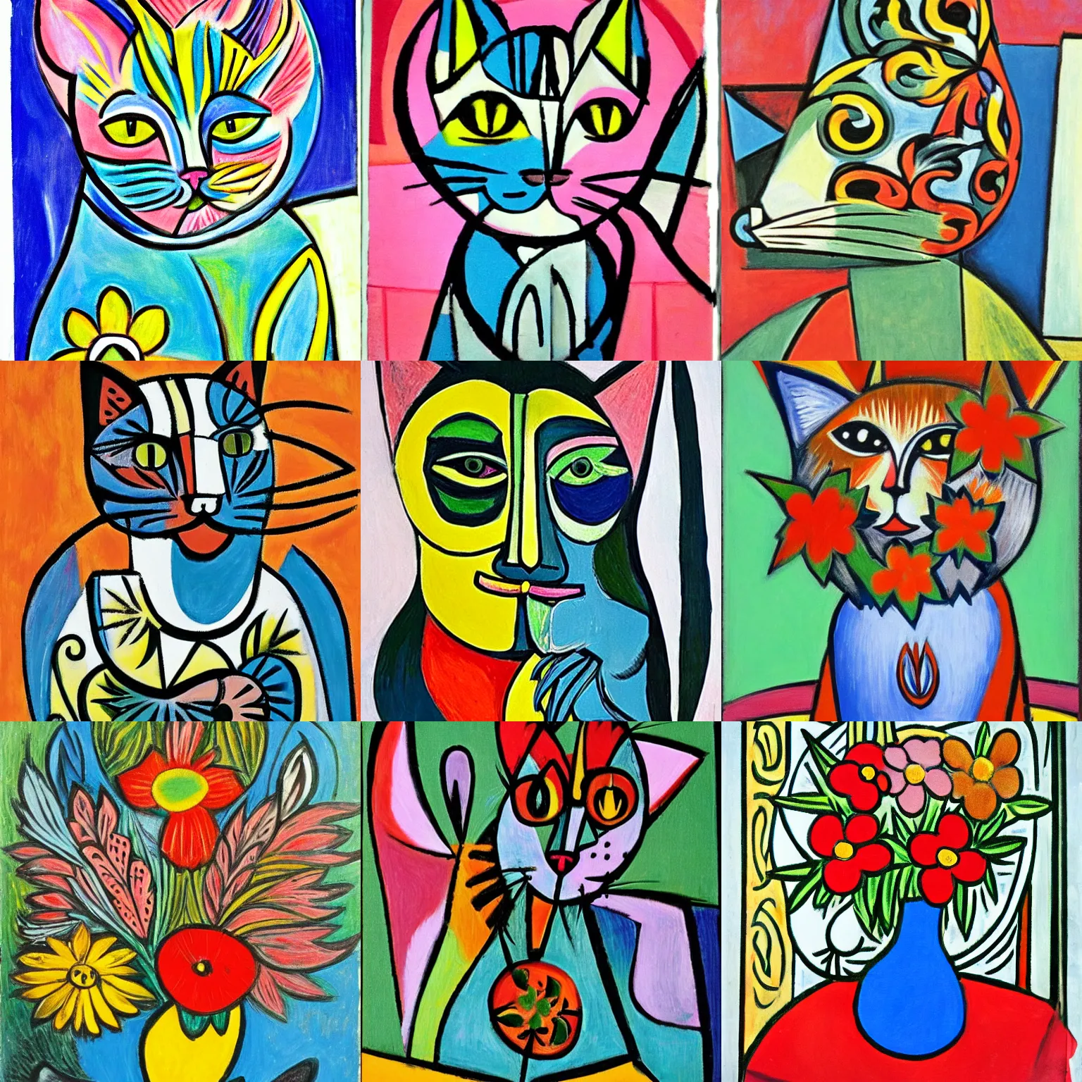 Prompt: cat flower in picasso