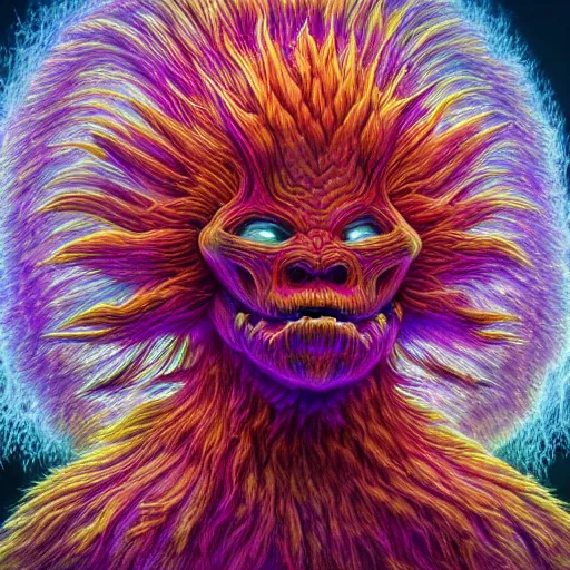 Image similar to colossal fluffy micro organism, by alex grey, fantasy, vivid colors, sharp focus, digital art, hyper - realistic, 4 k, unreal engine, highly detailed, hd, dramatic lighting by brom, trending on artstation