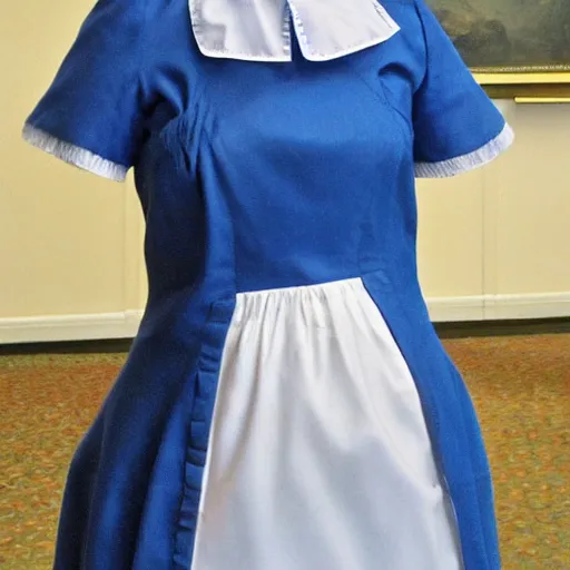 Prompt: a maid costume worn by boris johnson