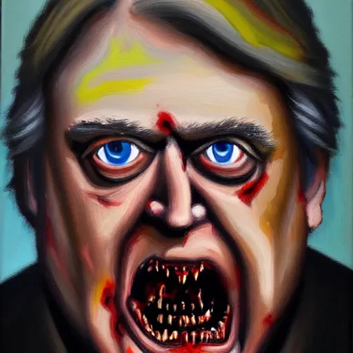 Image similar to steve bannon as a zombie, oil on canvas, by gurney, dramatic