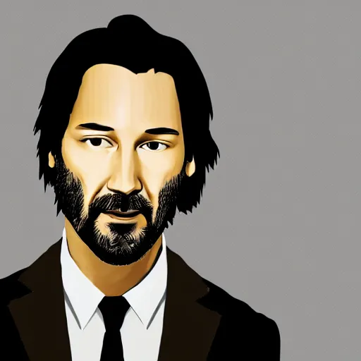 Image similar to a portrait of keanu reaves but he is a bush