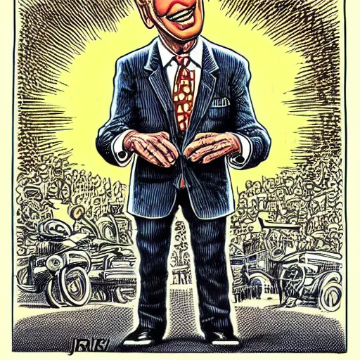 Image similar to Highly detailed caricature of Joe Biden by R. Crumb