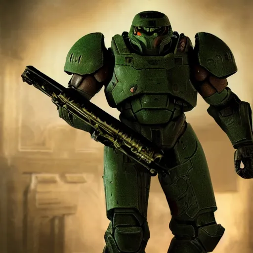 Image similar to doomguy rom doom 3, photography