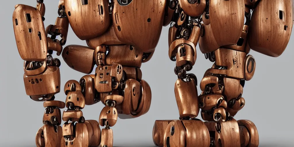 Image similar to very cute wooden mystical statue robot, highly detailed, 8 k, masterpiece, super resolution.