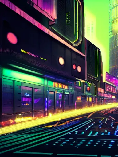 Image similar to A magnificent dark neon futuristic cyberpunk city bustling street at night made in cinema4d, masterpiece, hyper realistic, extreme details, cinematic