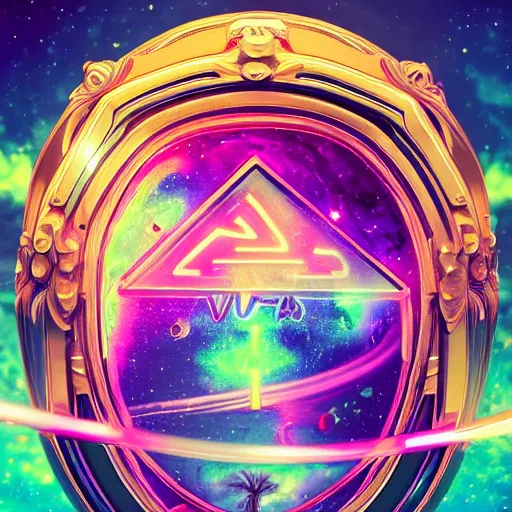 Image similar to a and w vaporwave logo, colorful, digital art, cosmic, 3 d high definition, trending on art station, photorealistic, high resolution, 8 k, octane, hyper detailed, insane details, intricate, elite, ornate, elegant trend, highly detailed and intricate, sharp focus, photography, unreal engine