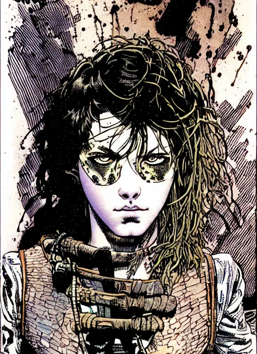 Image similar to a portrait of a pretty sewer punk young lady by barry windsor smith