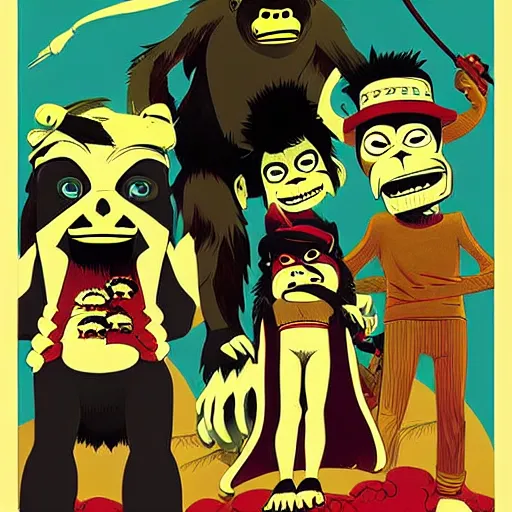 Prompt: Gorillaz the band if they were actually Gorillas by jamie hewlett