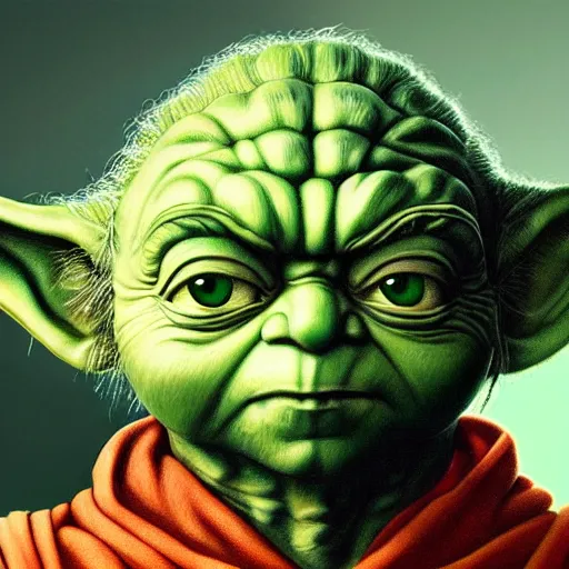 Prompt: ultra realistic portrait painting of yoda, art by akira toriyama, 4 k, dragon ball artstyle, cel shaded, highly detailed, epic lighting