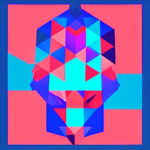 Image similar to portrait of a man, synthwave, vector style, geometric random shapes and angles, red and blue lighting h 6 4 0