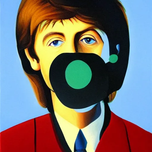 Prompt: painting of a young paul mccartney by rene magritte, hd, 4 k, detailed, award winning