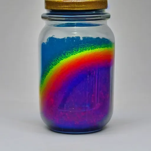 Prompt: a rainbow in a jar, ebay photo