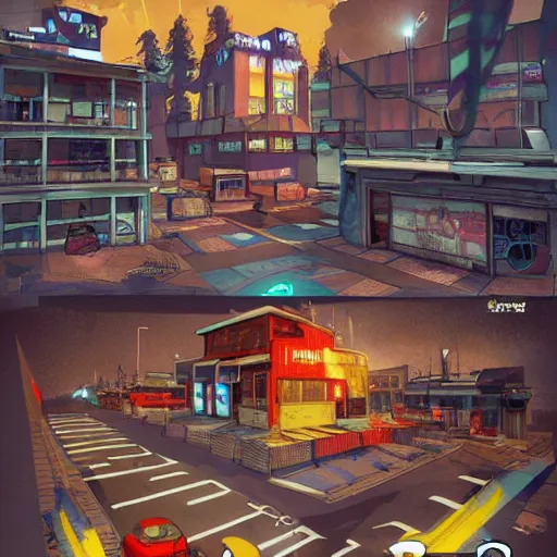 Prompt: nuketown 2 0 2 5 in the art style as nekro artstation,