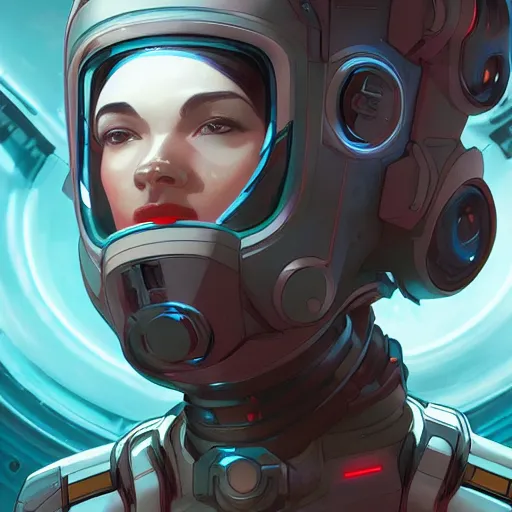 Image similar to symmetry! futuristic robotic astronaut, apex legends, illustration, art by artgerm and greg rutkowski and alphonse mucha