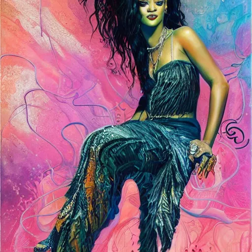 Prompt: Rihanna full body portrait by Karol Bak and jeremiah ketner