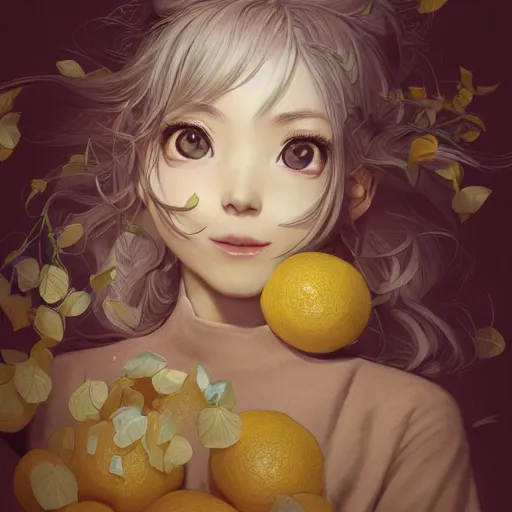 Prompt: portrait of an absurdly beautiful, graceful, elegant, sophisticated, cute young teen anime girl made up of lemons looking up smiling, an ultrafine hyperdetailed illustration by kim jung gi, irakli nadar, intricate linework, bright colors, octopath traveler, final fantasy, unreal engine 5 highly rendered, global illumination, radiant light, detailed and intricate environment