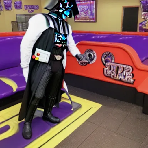 Image similar to darth Vader at chuck-e cheese