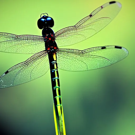 Prompt: an high resolution dragonfly , dark fantasy, electronic music, rave, HD, strong contrast