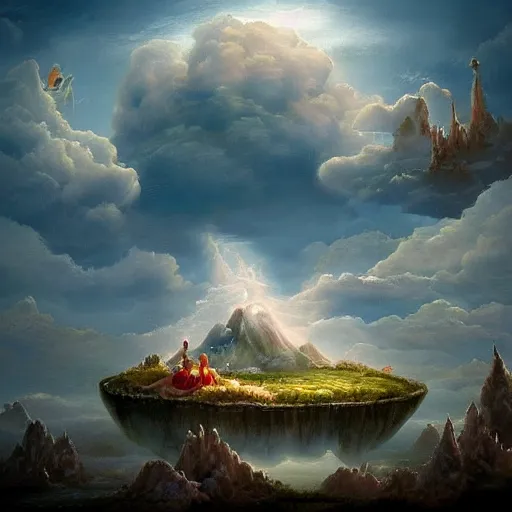 Image similar to the floating fairy island, clouds, High detail,art station