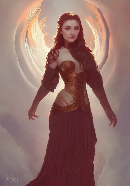 Image similar to sansa fire queen fire fire, intricate, elegant, highly detailed, digital painting, artstation, concept art, smooth, sharp focus, illustration, art by artgerm and greg rutkowski and alphonse mucha and william - adolphe bouguereau