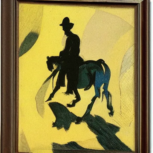 Prompt: man on horseback by jacques villon