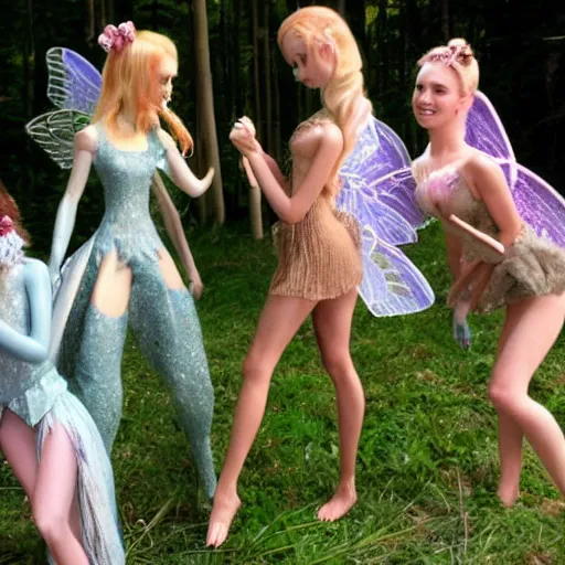 Image similar to fairy models giving a hand at one of their friends