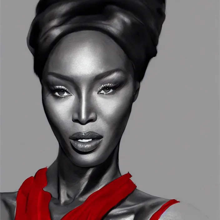 Image similar to Naomi Campbell by Kara Walker . details, smooth, sharp focus, illustration, realistic, cinematic, artstation, award winning, rgb , unreal engine, octane render, cinematic light, macro, depth of field, blur, red light and clouds from the back, highly detailed epic cinematic concept art CG render made in Maya, Blender and Photoshop, octane render, excellent composition, dynamic dramatic cinematic lighting, aesthetic, very inspirational, arthouse.