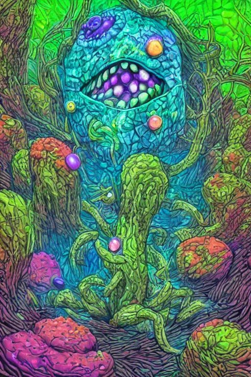 Image similar to creature sushi roots cactus elemental flush of force nature micro world fluo light deepdream illumination ray tracing hdr fanart arstation by sung choi and eric pfeiffer and gabriel garza and casper konefal