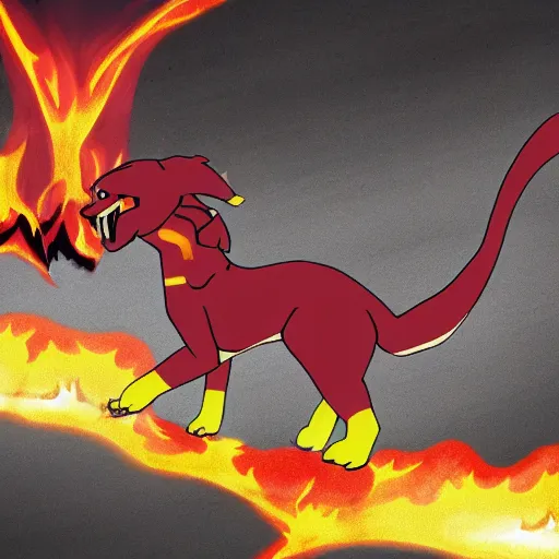 Image similar to a new fire type pokemon design inspired by a pitbull