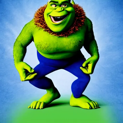 Image similar to the fusion of shrek and sonic the hedgehog