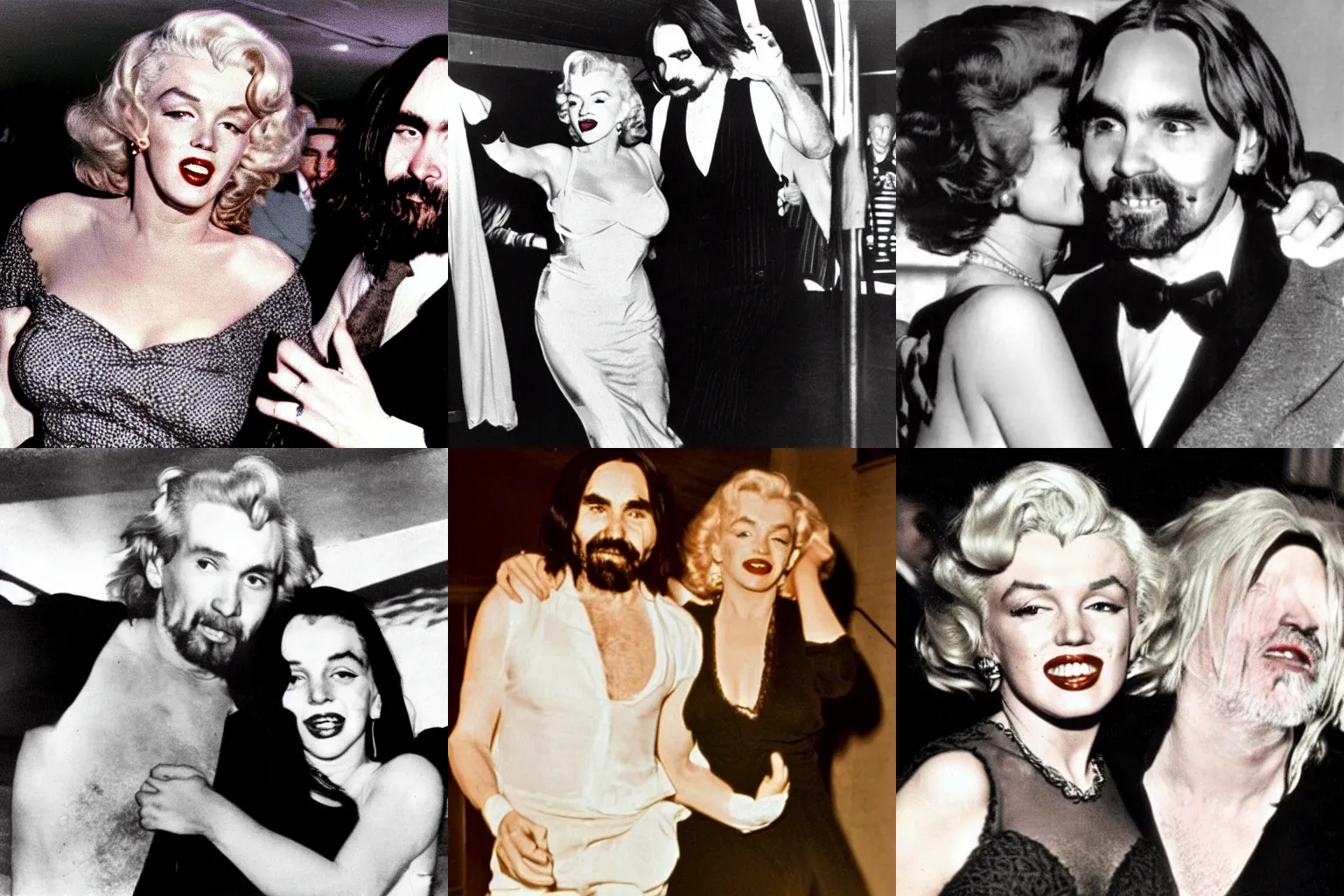 Prompt: Marilyn Monroe and Charles Manson dance on the Titanic