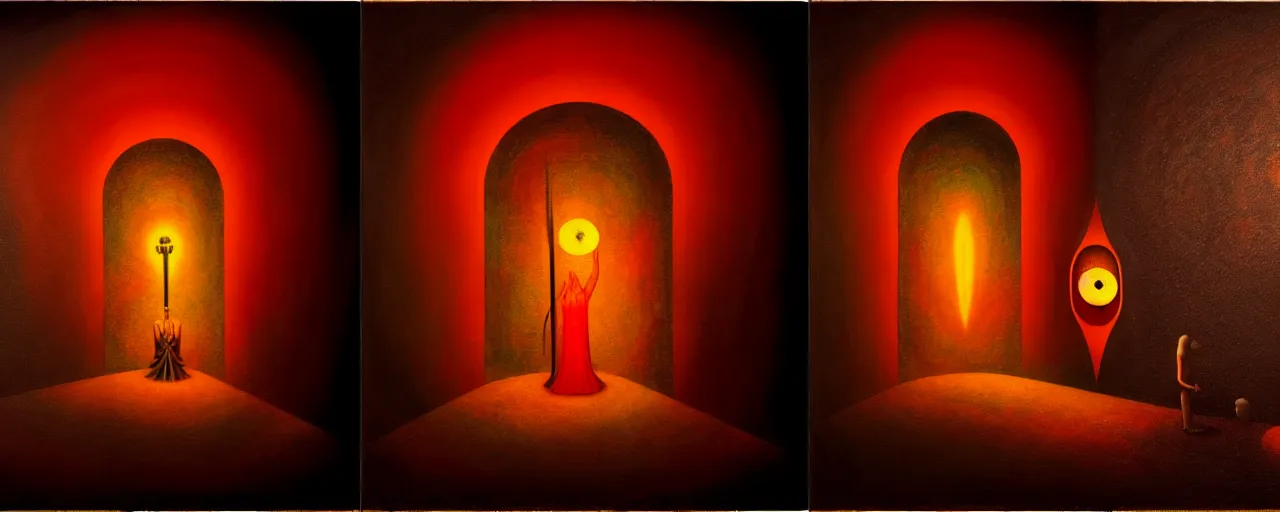 Image similar to hedonic treadmill, dark uncanny surreal painting by ronny khalil, shaun tan, and kandinsky, dramatic lighting from fire glow, mouth of hell, ixions wheel