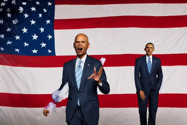 Image similar to Keegan-Michael Key as Barack Obama in 'Obamna' (2020), movie still frame, promotional image, imax 70 mm footage, oscar nominated cinematography, volumetric lighting, 8k resolution