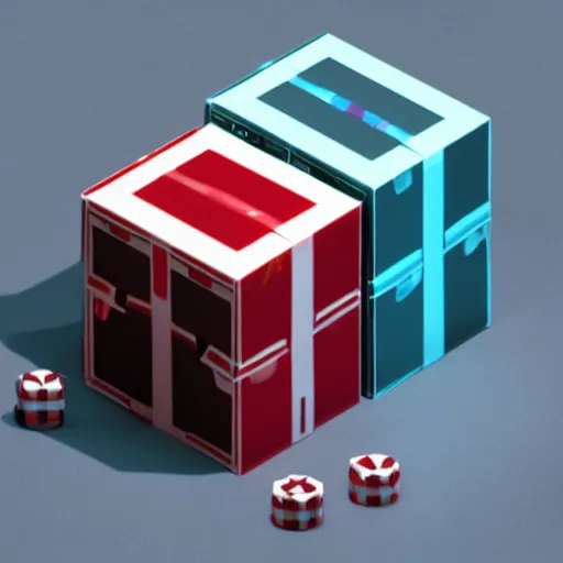 Image similar to 3d loot box, isometric, cinema 4d, octane