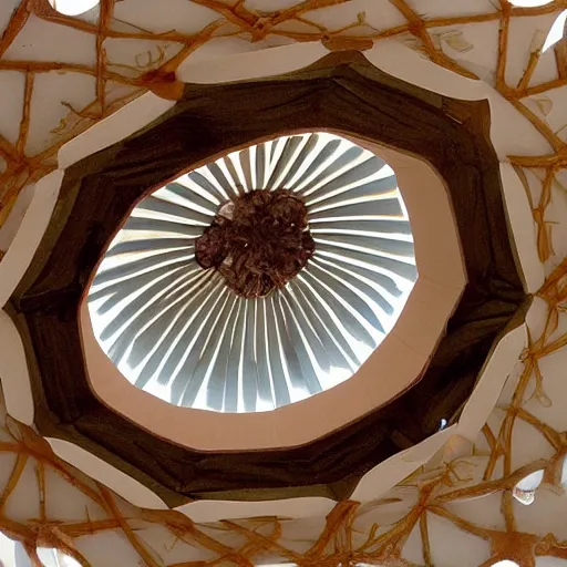 Image similar to interior squid designed dome made by organic materials.