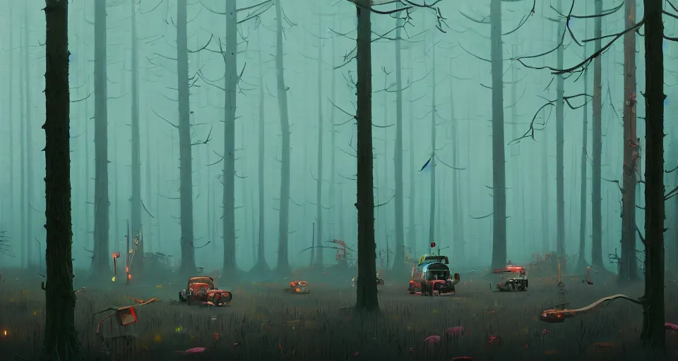 Prompt: A fantastic forest, by simon stalenhag