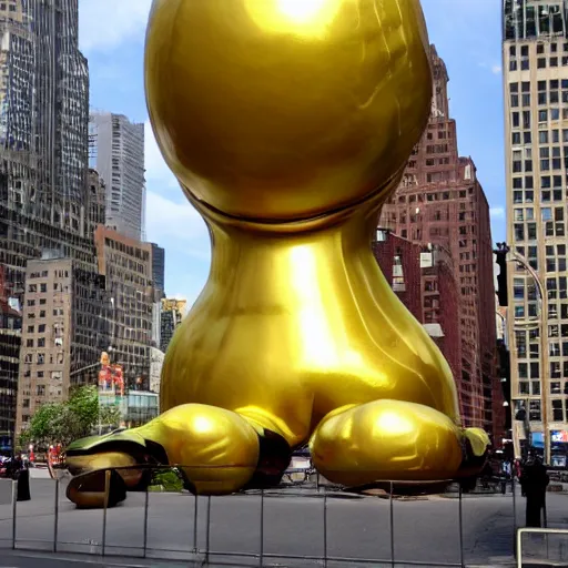 Image similar to huge golden burger statue in new york, photo