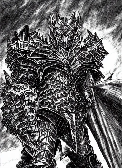 Image similar to demon wolf armored knight by kentaro miura