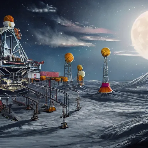 Prompt: An amusement park on the moon, highly detailed, extremely graphic, trending on artstation, deviant art, 8K UHD, professional masterpiece