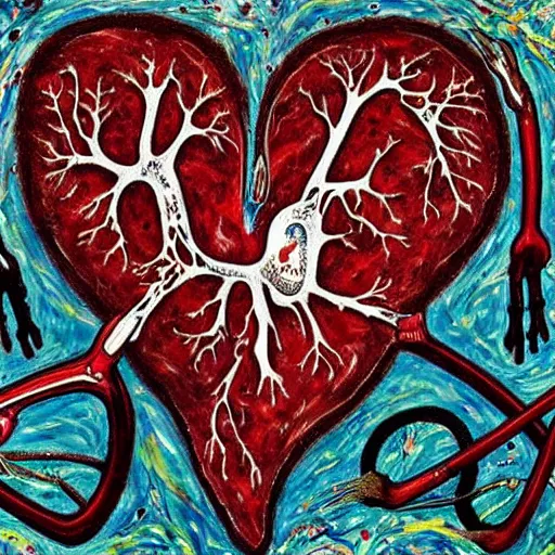 Prompt: anatomically correct! human heart, real heart, not just a heart symbol, anatomic, painting by jackson pollock