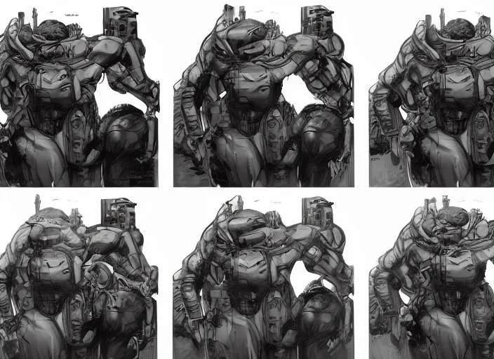 Image similar to front and back character view of Astronaut from Metal Gear Solid by Donato Giancola, Trending on artstation and pixiv concept art and sheet